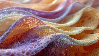 Abstract Organic Forms With Translucent Waves And Textured Surfaces In Warm Pastel Hues And Soft Light