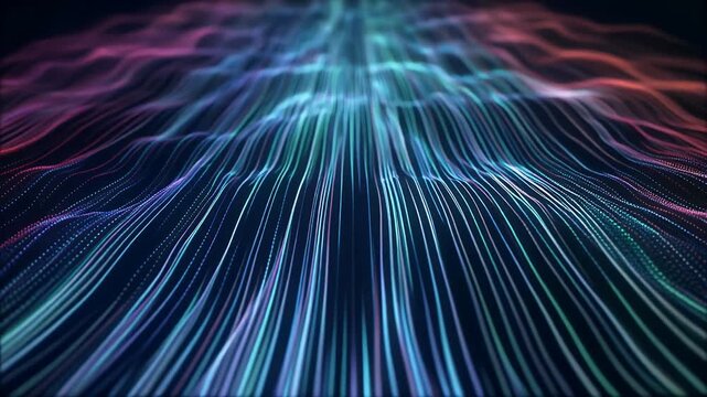 Abstract digital waves with neon light trails. - Powered by Adobe