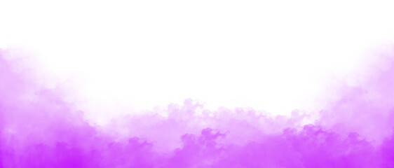 A vibrant purple smoke fog overlay on transparent background, perfect for artistic posters, magic concepts, and creative design plans