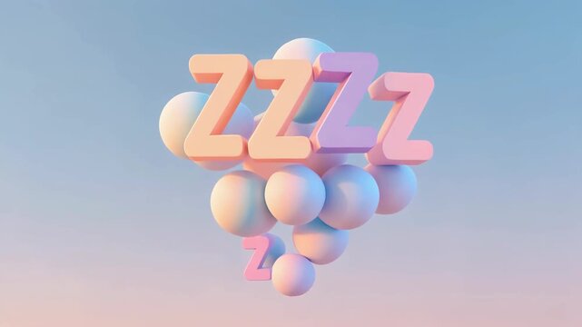 Soft Pastel ZzzZ Letters on Cloud-like Shapes Against Gentle Gradient Sky