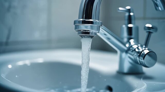 World Health Day Hygiene Concept With Clean Water Flow Macro Shot