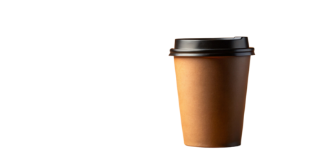 Coffee cup isolated: a minimalist shot of a takeaway coffee cup with a lid, perfect for cafe, morning routine and advertising beverage business.