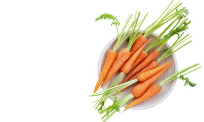 Overhead view of fresh carrots on a plate