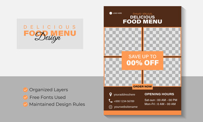 Fototapeta premium Delicious restaurant food menu design healthy food flyer food and restaurant flyer design template vector illustrations for food menu design restaurant cafe menu template design vector format.