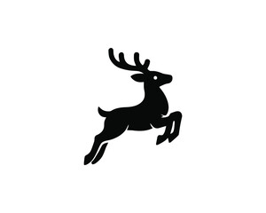 Jumping Deer Stag Running Animal Silhouette Vector Logo