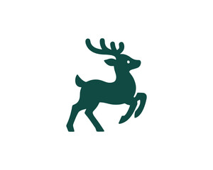 Fototapeta premium Elegant green deer silhouette logo design