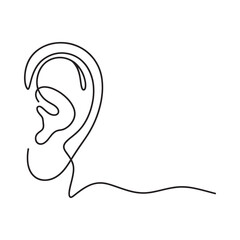 Minimalist line drawing of a human ear a simple and elegant artistic representation
