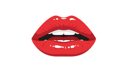 A stylized illustration of red lips with white teeth and a black interior