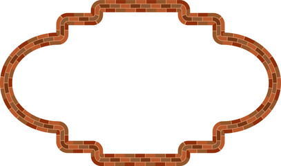 Rectangle shape brick brickwork brown border picture frame vintage retro antique handcraft framework architecture decorative element isolated background 
