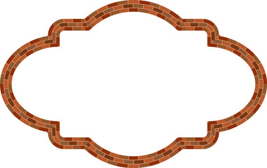 Rectangle shape brick brickwork brown border picture frame vintage retro antique handcraft framework architecture decorative element isolated background 