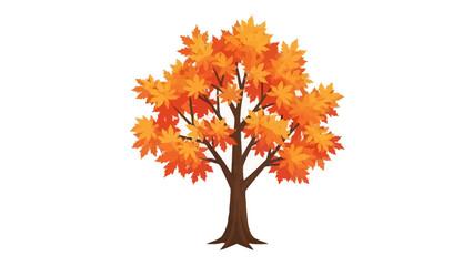 A tree with orange and red leaves on a white background