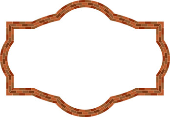 Rectangle shape brick brickwork brown border picture frame vintage retro antique handcraft framework architecture decorative element isolated background 