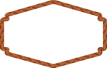 Rectangle shape brick brickwork brown border picture frame vintage retro antique handcraft framework architecture decorative element isolated background 