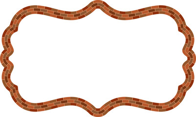 Rectangle shape brick brickwork brown border picture frame vintage retro antique handcraft framework architecture decorative element isolated background 