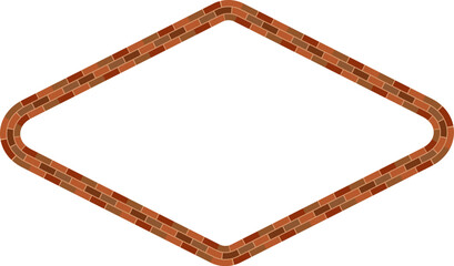Rectangle shape brick brickwork brown border picture frame vintage retro antique handcraft framework architecture decorative element isolated background 
