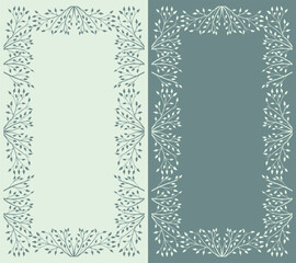 Spring background, frame of floral tree branch, leaf, plants. Elegant, stylish elements for Decoration. Hand drawing doodles of vintage botanical elements. Space for text