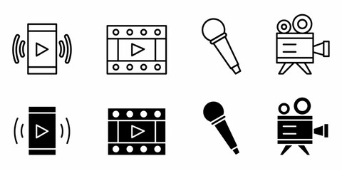 Audio and video. Vector collection of audio and video icon illustration. Black icon design.