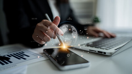 Global AI network showing connection between AI, global, and network elements across the digital world and data infrastructure Latch