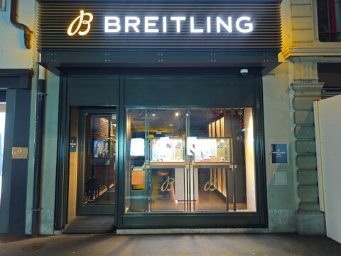 Lucerne,Switzerland-Sep.30th 2025: Breitling watch store facade in Switzerland