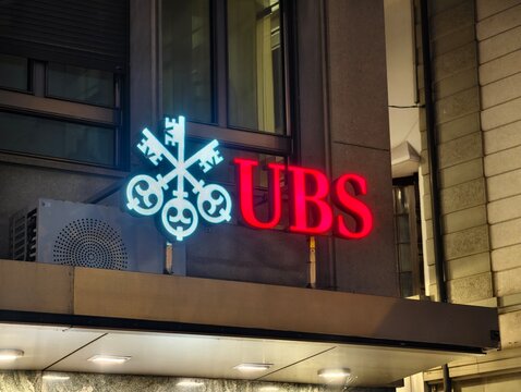 Luzern,Switzerland-Sep.30th 2025: UBS bank brand logo