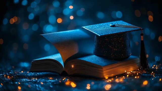 Academic Excellence - Graduation Cap and Open Book Symbolize Knowledge and Learning.