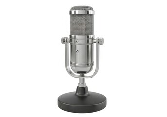 Polished metallic vintage style sound recording device sits centered on a white background.