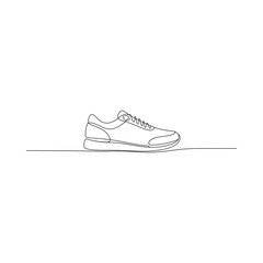A minimalist continuous line drawing of a single athletic shoe s side profile