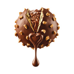 Heart Inspired Chocolate Sphere With Nut Studded Surface And Flowing Cream Drip