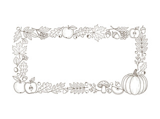 Autumnal elements forming a rectangular frame around empty space