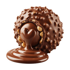 Chocolate Praline With Thick Nutty Shell And Warm Liquid Chocolate Flow Center