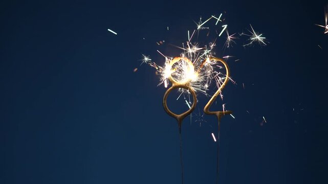 82 years celebration festive background made with Bengal fires in the form of number Eighty two.