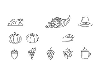 Thanksgiving elements collection illustration