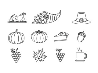 Thanksgiving elements collection with traditional symbols