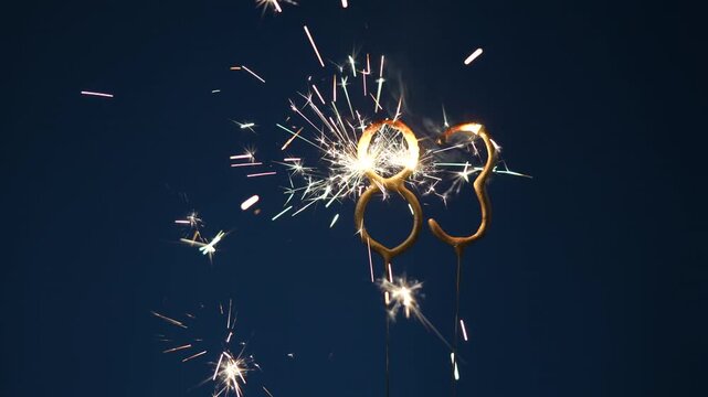83 years celebration festive background made with Bengal fires in the form of number Eighty three.