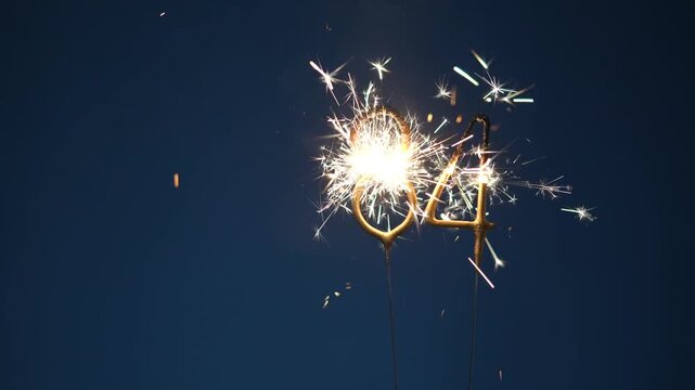 84 years celebration festive background made with Bengal fires in the form of number Eighty four.