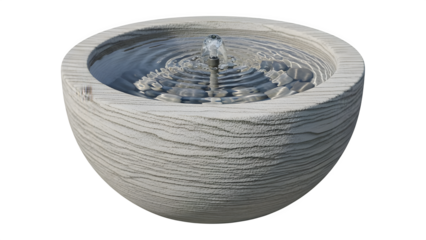 Large textured garden fountain pot isolated on transparent background