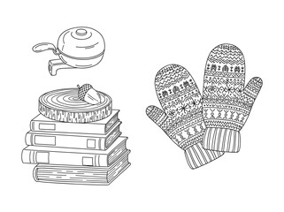 Cozy winter accessories and books