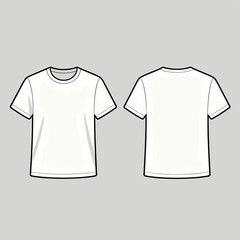 [Vector EPS]Front and back view of a plain white t-shirt for clothing design