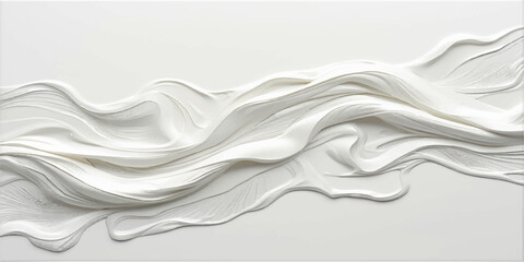 Obraz premium Abstract white liquid wave background featuring smooth silk satin texture with soft flowing curves and luxury cream fabric material design for a shiny wallpaper backdrop