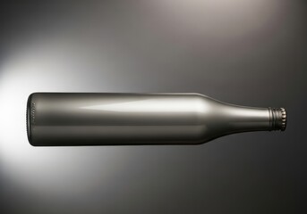 Fototapeta premium Empty metallic beverage container lies horizontally against a gradient background