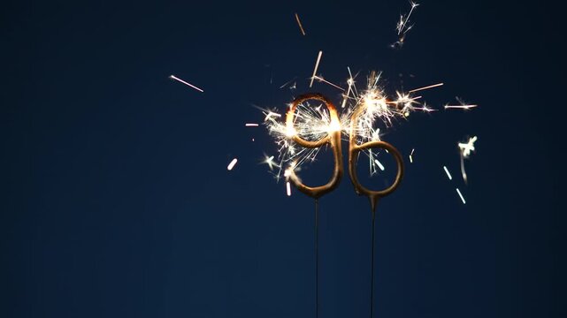 96 number celebration festive background made with Bengal fires in the form of number Ninety six.