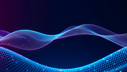 Futuristic abstract blue wave pattern with digital fractal lines and flowing 3d motion energy on a dark artistic backdrop wallpaper design. Photon Streamwave Blueprint