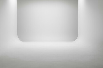 Empty white room with spotlit wall interior design render