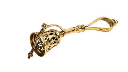 Ornate antique gold bell with intricate filigree design image