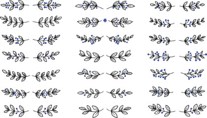 christmas dividers set. hand drawn ornamental winter holiday text decor border, xmas floral underline, vector collection hand drawn design elements, create christmas dividers set.