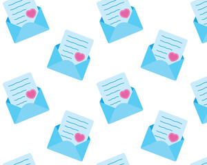 Letter in an envelope. Love message. Happy Valentine's day. Vector pattern in flat style