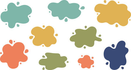 Colorful abstract paint splatters and ink blots vector set illustration