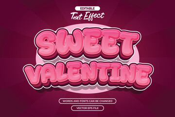 Sweet valentine editable text effect with cartoon text style