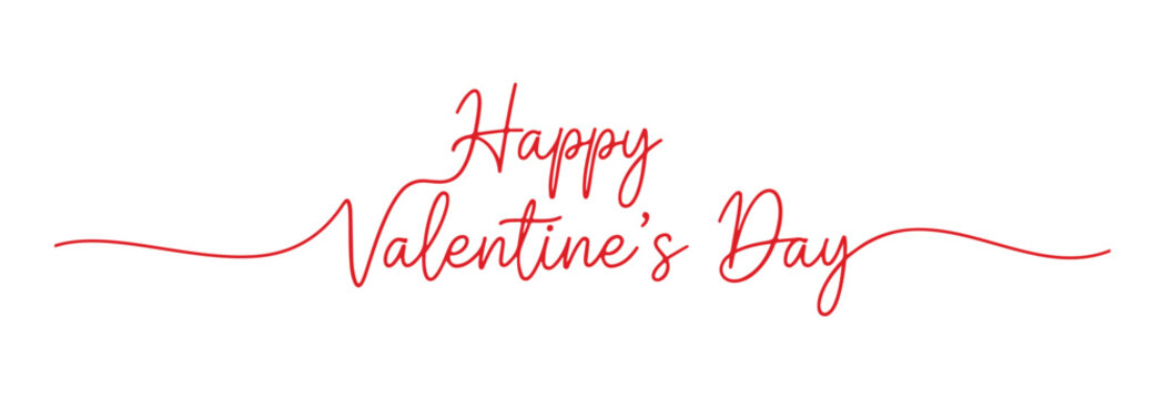 Cursive text in a continuous one-line style saying Happy Valentine's Day. A vector illustration perfect for posters, cards, and banners for Valentine's Day, weddings, or even prints on shirts.
