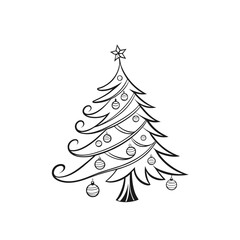  Line Art Christmas Tree